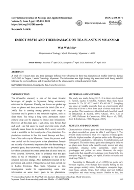 Insect Pests and Their Damage on Tea Plants in Myanmar