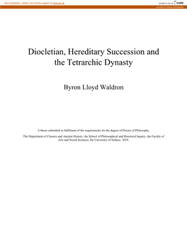 Diocletian, Hereditary Succession and the Tetrarchic Dynasty