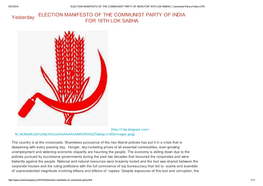 Yesterday ELECTION MANIFESTO of the COMMUNIST PARTY OF