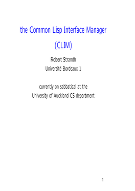 The Common Lisp Interface Manager (CLIM)