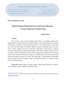 Cultural Muslims: Background Forces and Factors Influencing Everyday Religiosity of Muslim People