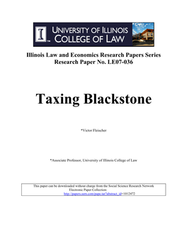 Taxing Blackstone