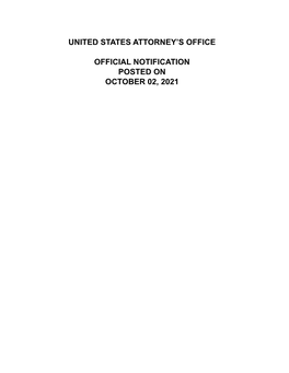 United States Attorney's Office Official Notification Posted on September 04