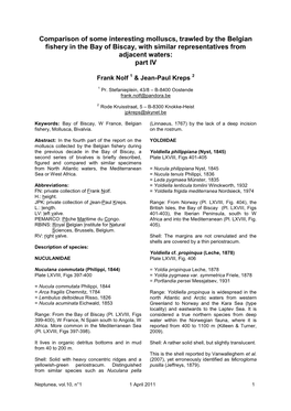 Comparison of Some Interesting Molluscs, Trawled by the Belgian Fishery in the Bay of Biscay, with Similar Representatives from Adjacent Waters: Part IV