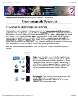 Electromagnetic Spectrum - Introduction 1/2/11 9:49 AM