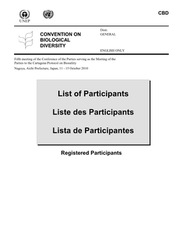 List of Participants Liste Des Participants Lista De Participantes