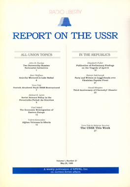 Report on the USSR. Vol. 1, Number 21. Mai 26, 1989 — RFE/RL Inc. 1989
