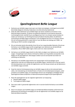 Speelreglement Bene League