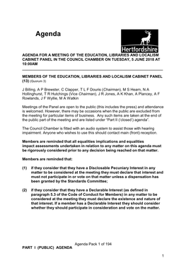 Agenda for a Meeting of the Education and Skills Cabinet Panel to Be Held