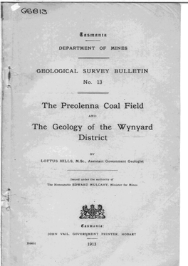 The Preolenna Coal Field the Geology of the Wynyard District