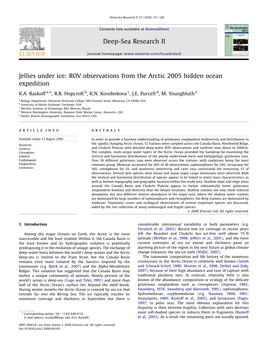 Jellies Under Ice ROV Observations from the Arctic 2005 Hidden Ocean