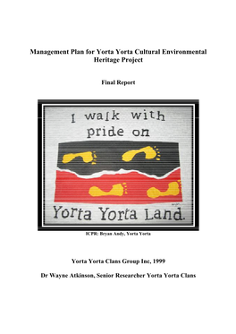 Management Plan for Yorta Yorta Cultural Environmental Heritage Project