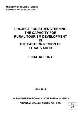 Project for Strengthening the Capacity for Rural Tourism Development in the Eastern Region of El Salvador