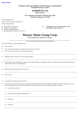 Warner Music Group Corp. (Name of Registrant As Specified in Its Charter)