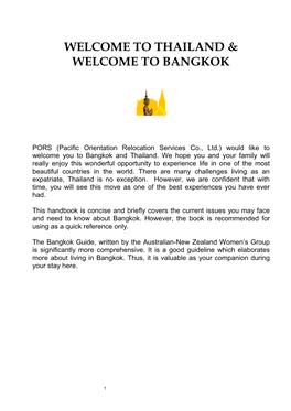 Thailand & Welcome to Bangkok