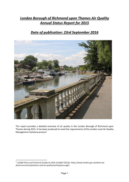 London Borough of Richmond Upon Thames Air Quality Annual Status Report for 2015