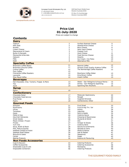 Contents Price List 01-July-2020