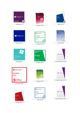 Windows 10 Windows 8.1 Windows 7 Access 2016 Access 2013 Access 2010 Project 2016 Project 2013 Project 2010 Visio 2016 Visio