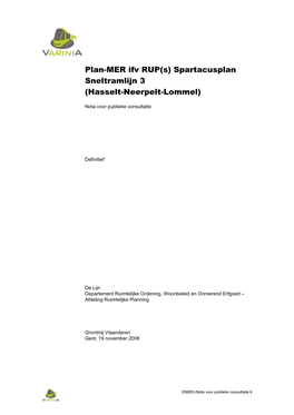 Plan-MER Ifv RUP(S) Spartacusplan Sneltramlijn 3 (Hasselt-Neerpelt-Lommel)