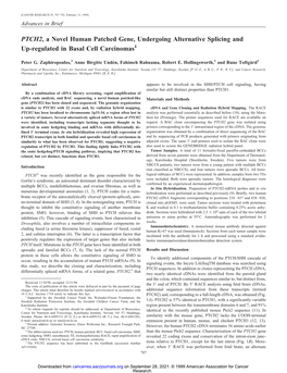 PTCH2, a Novel Human Patched Gene, Undergoing Alternative Splicing and Up-Regulated in Basal Cell Carcinomas1