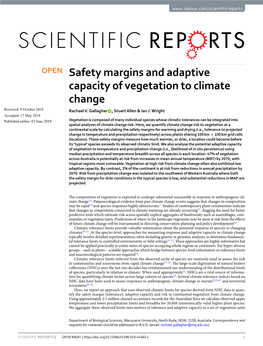 Safety Margins and Adaptive Capacity of Vegetation to Climate Change Received: 9 October 2018 Rachael V