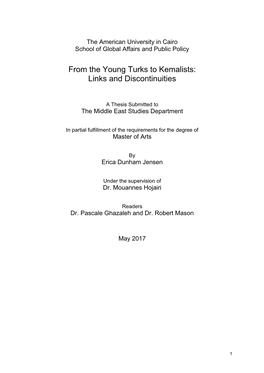 From the Young Turks to Kemalists: Links and Discontinuities