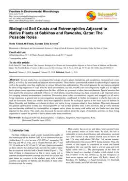 Biological Soil Crusts and Extremophiles Adjacent to Native Plants at Sabkhas and Rawdahs, Qatar: the Possible Roles