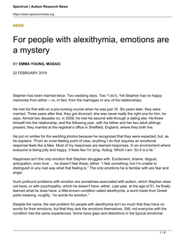 For People with Alexithymia, Emotions Are a Mystery