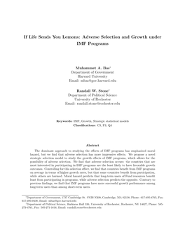 Adverse Selection and Growth Under IMF Programs