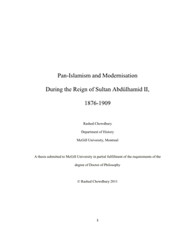 Pan-Islamism and Modernisation During The