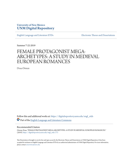 Female Protagonist Mega-Archetypes: a Study in Medieval European Romances.