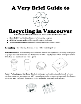 A Very Brief Guide to Recycling in Vancouver