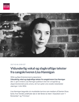 Vidunderlig Vokal Og Slagkraftige Tekster Fra Sangskriveren Lisa Hannigan