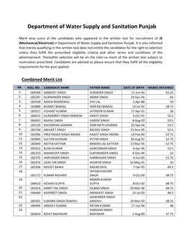 Department of Water Supply and Sanitation Punjab