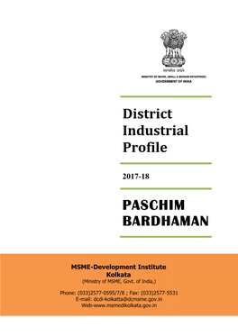District Industrial Profile PASCHIM BARDHAMAN District Industrial