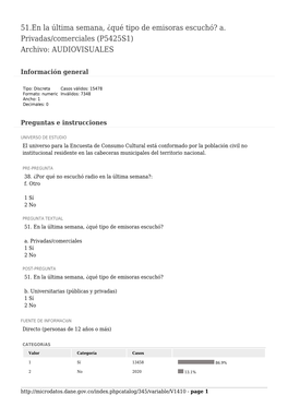 51.En La Última Semana, ¿Qué Tipo De Emisoras Escuchó? A