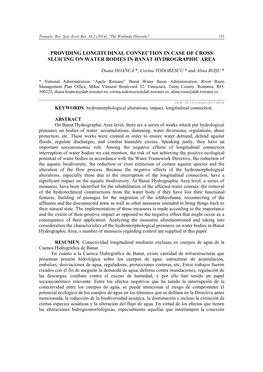 Providing Longitudinal Connection in Case of Cross Sluicing on Water Bodies in Banat Hydrographic Area