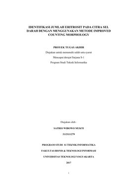 Identifikasi Jumlah Eritrosit Pada Citra Sel Darah Dengan Menggunakan Metode Improved Counting Morphology