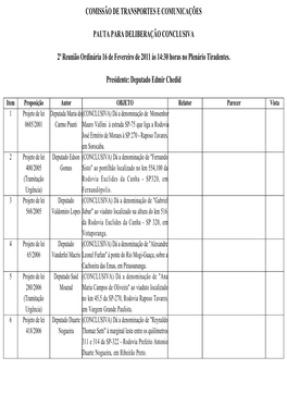 Comissão De Transportes E Comunicações Pauta Para