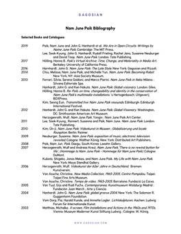 Nam June Paik Bibliography