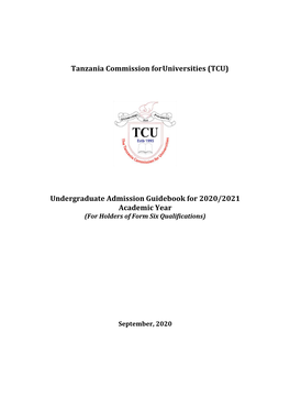 Tanzania Commission for Universities (TCU) Undergraduate Admission