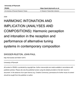 Harmonic Intonation and Implication