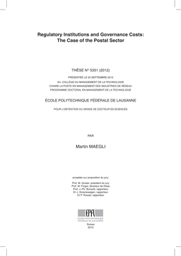 Regulatory Institutions and Governance Costs: the Case of the Postal Sector