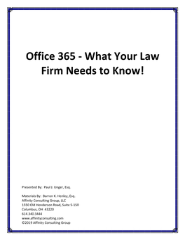 Office 365 - What Your Law Firm Needs to Know!