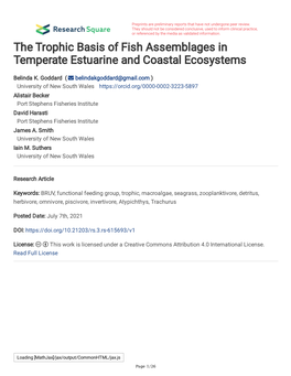 The Trophic Basis of Fish Assemblages in Temperate Estuarine and Coastal Ecosystems