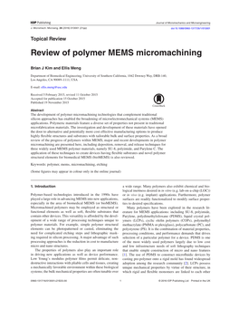 Review of Polymer MEMS Micromachining