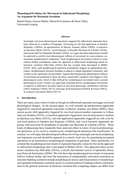 Phonological Evidence for Movement in Inflectional Morphology An