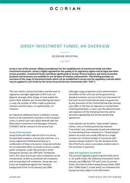 Jersey Investment Funds: an Overview