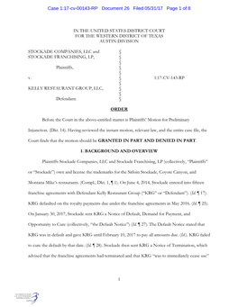 Case 1:17-Cv-00143-RP Document 26 Filed 05/31/17 Page 1 of 8