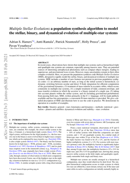 A Population Synthesis Algorithm to Model the Stellar, Binary, and Dynamical Evolution of Multiple-Star Systems